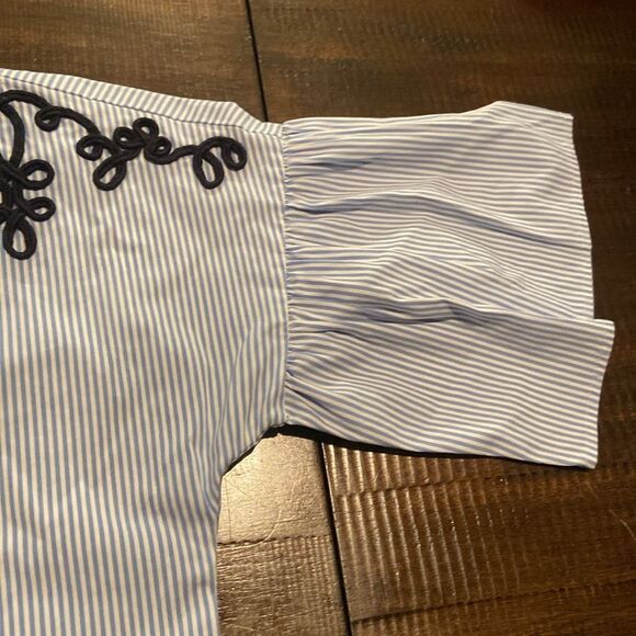 Ann Taylor Blue and White Striped Blouse - Picture 2 of 7